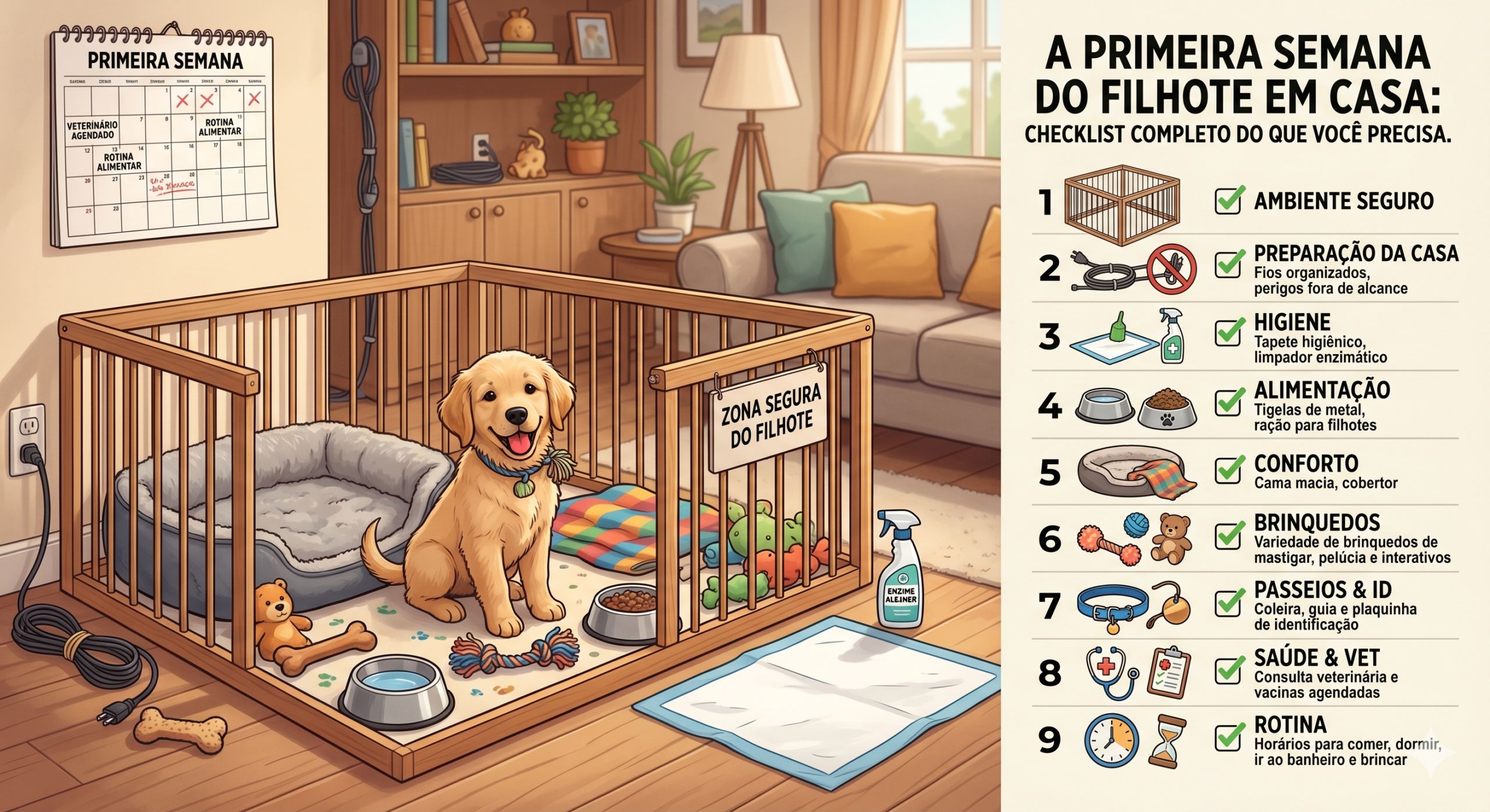 A Primeira Semana do Filhote em Casa: Checklist Completo do Que Você Precisa